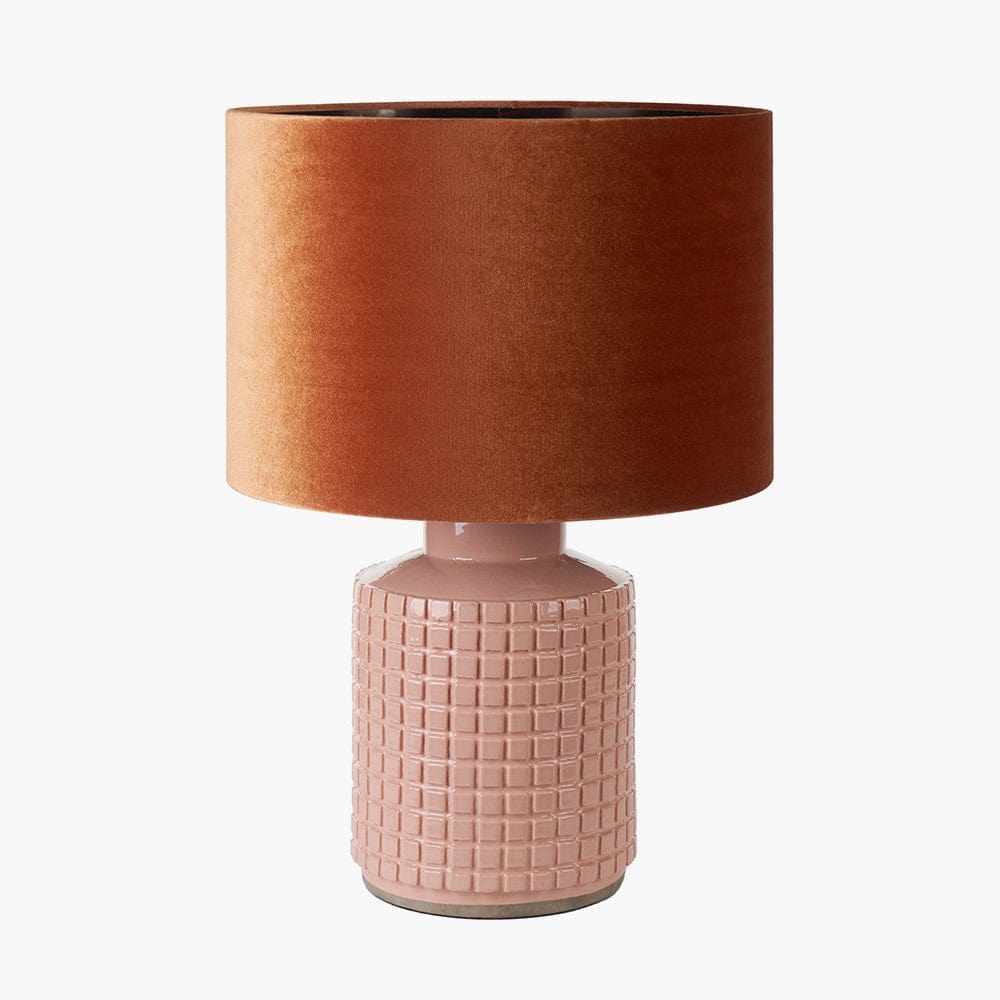 Malone Textured Apricot Squares Design Stoneware Table Lamp.