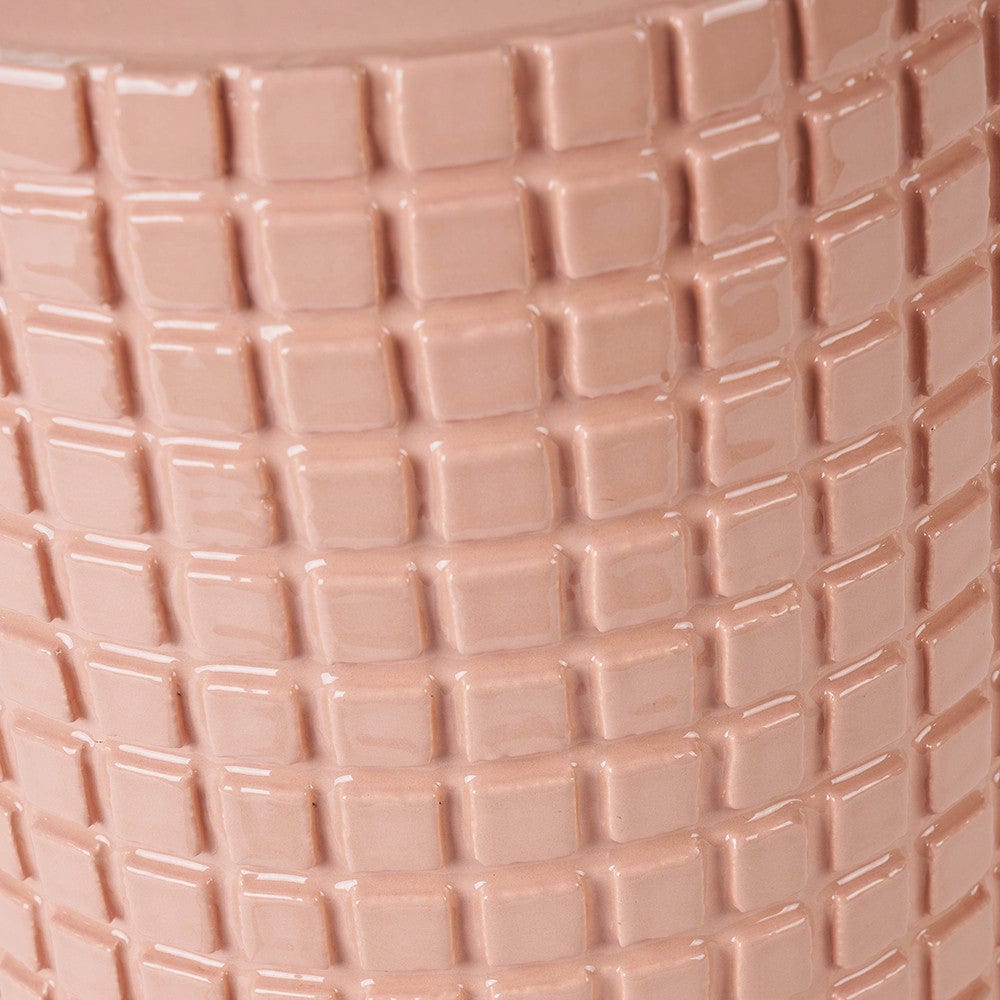 Malone Textured Apricot Squares Design Stoneware Table Lamp.