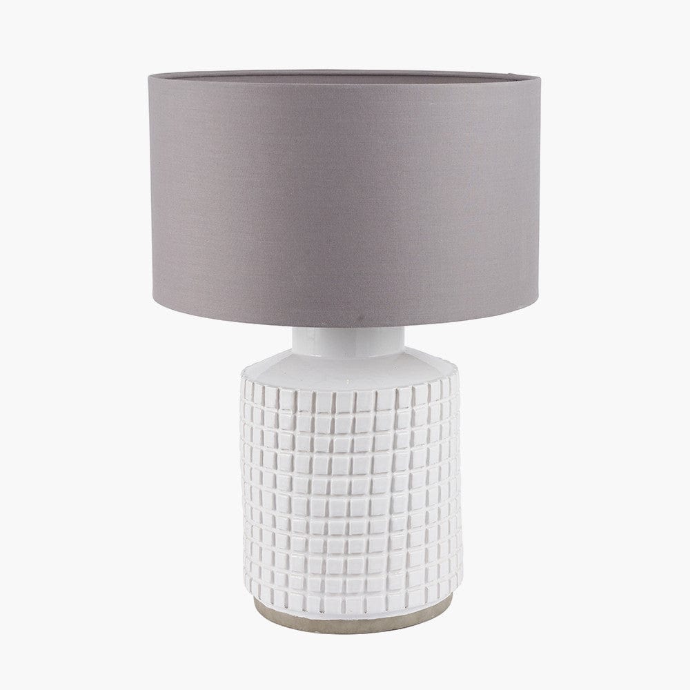 Pacific Lifestyle Lighting Malone Textured White Squares Design Stoneware Table Lamp House of Isabella UK