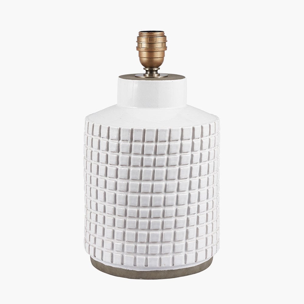 Pacific Lifestyle Lighting Malone Textured White Squares Design Stoneware Table Lamp House of Isabella UK