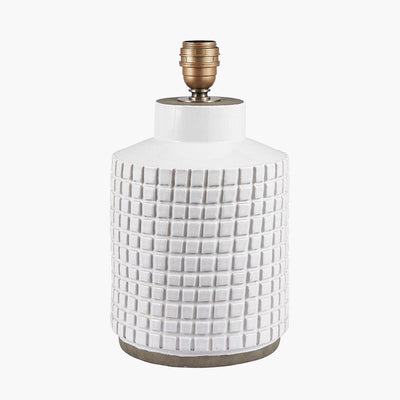 Pacific Lifestyle Lighting Malone Textured White Squares Design Stoneware Table Lamp House of Isabella UK