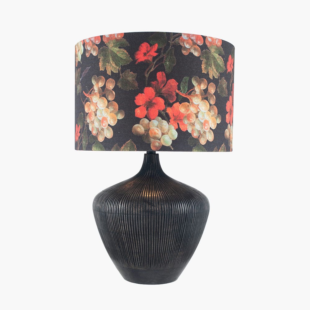 Manaia Antique Black Textured Wood Table Lamp - Base Only.