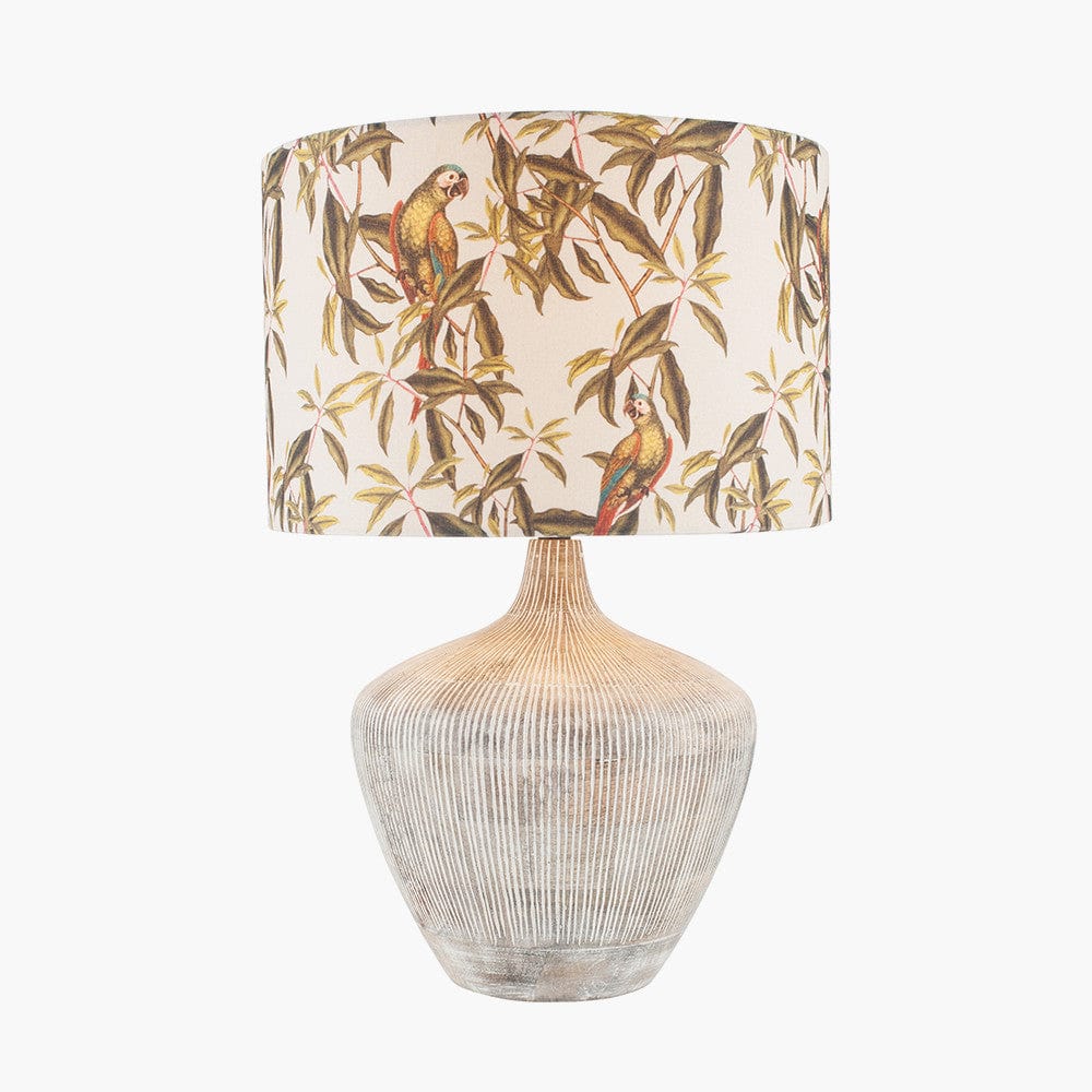 Pacific Lifestyle Lighting Manaia White Wash Textured Wood Table Lamp Base House of Isabella UK