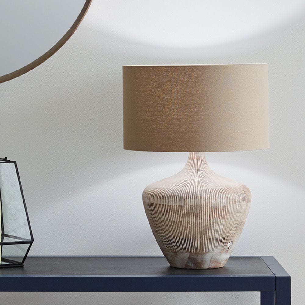Pacific Lifestyle Lighting Manaia White Wash Textured Wood Table Lamp Base House of Isabella UK