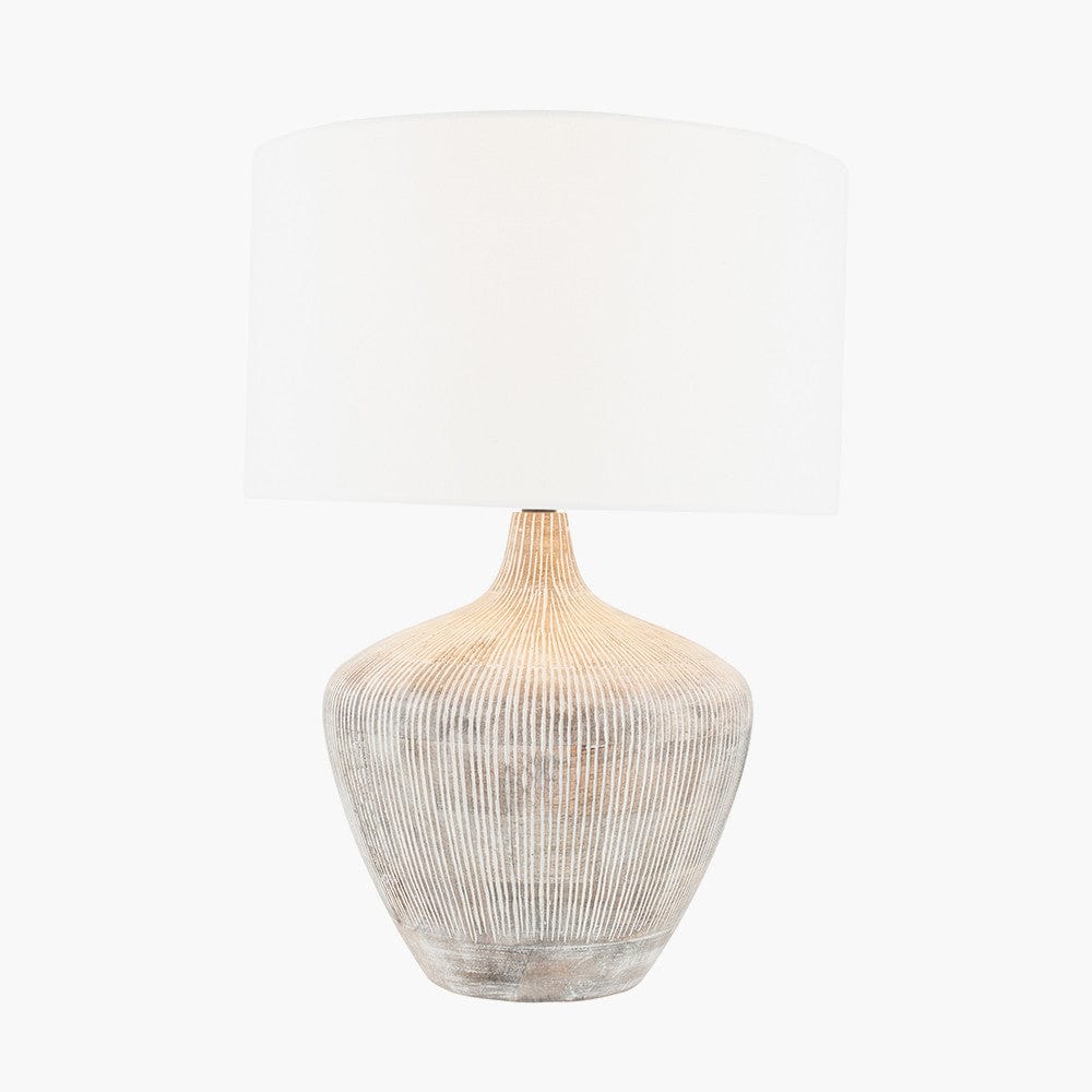 Pacific Lifestyle Lighting Manaia White Wash Textured Wood Table Lamp Base House of Isabella UK