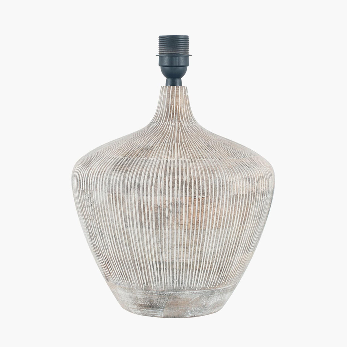 Pacific Lifestyle Lighting Manaia White Wash Textured Wood Table Lamp Base House of Isabella UK