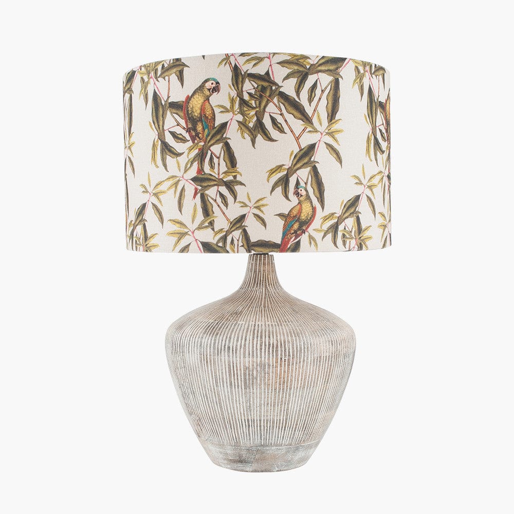 Pacific Lifestyle Lighting Manaia White Wash Textured Wood Table Lamp Base House of Isabella UK