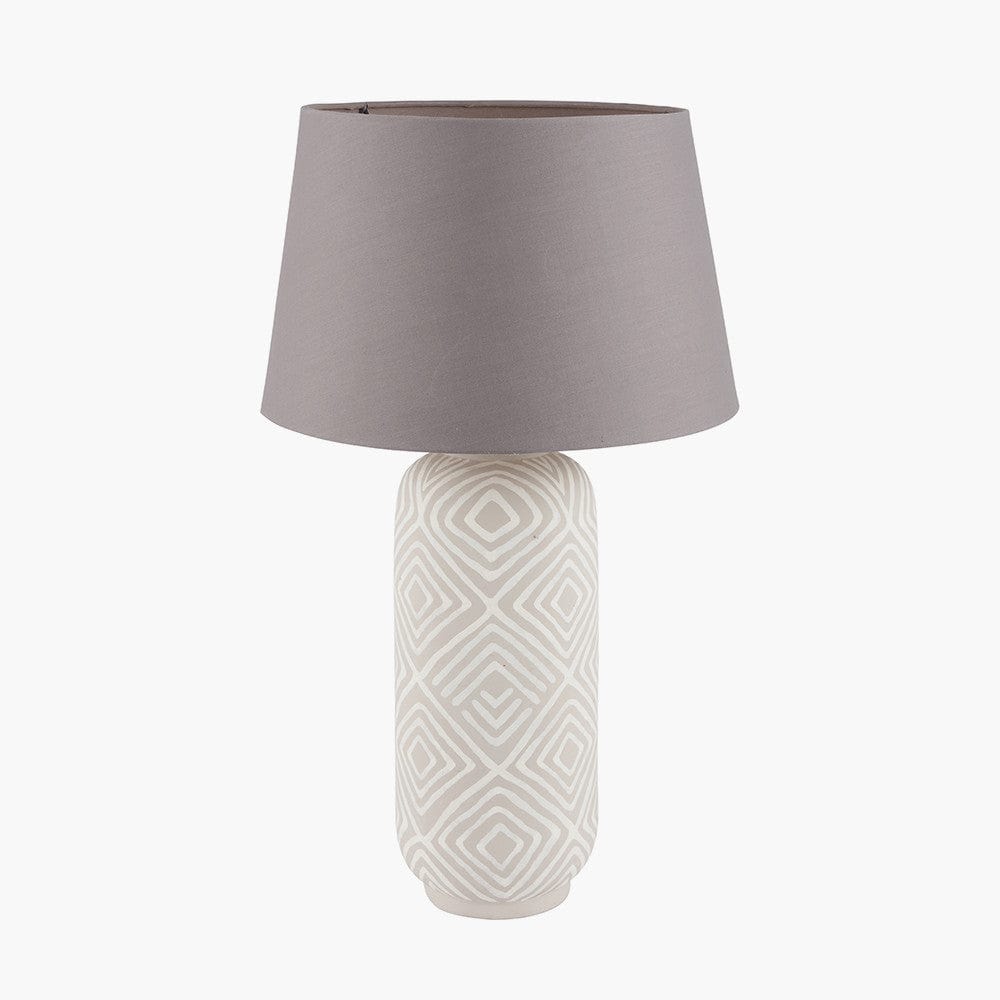 Margot Grey Patterned Stoneware Table Lamp.