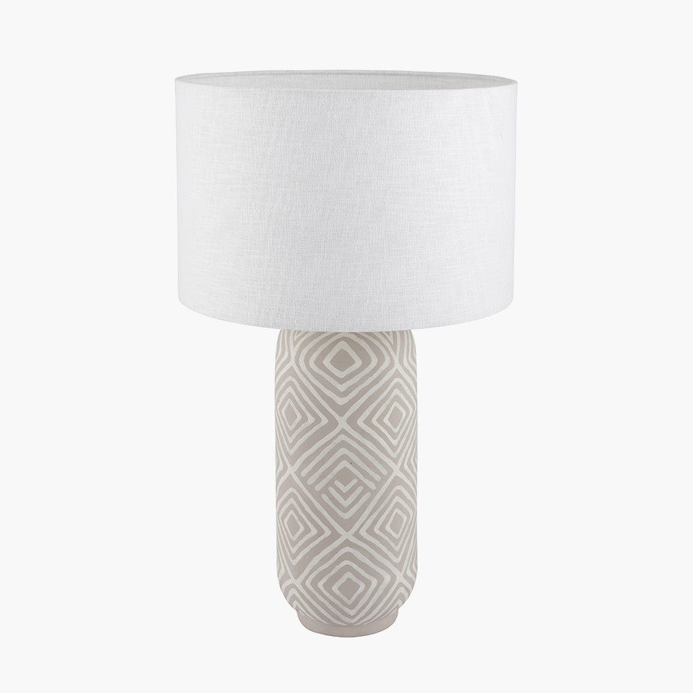 Margot Grey Patterned Stoneware Table Lamp.