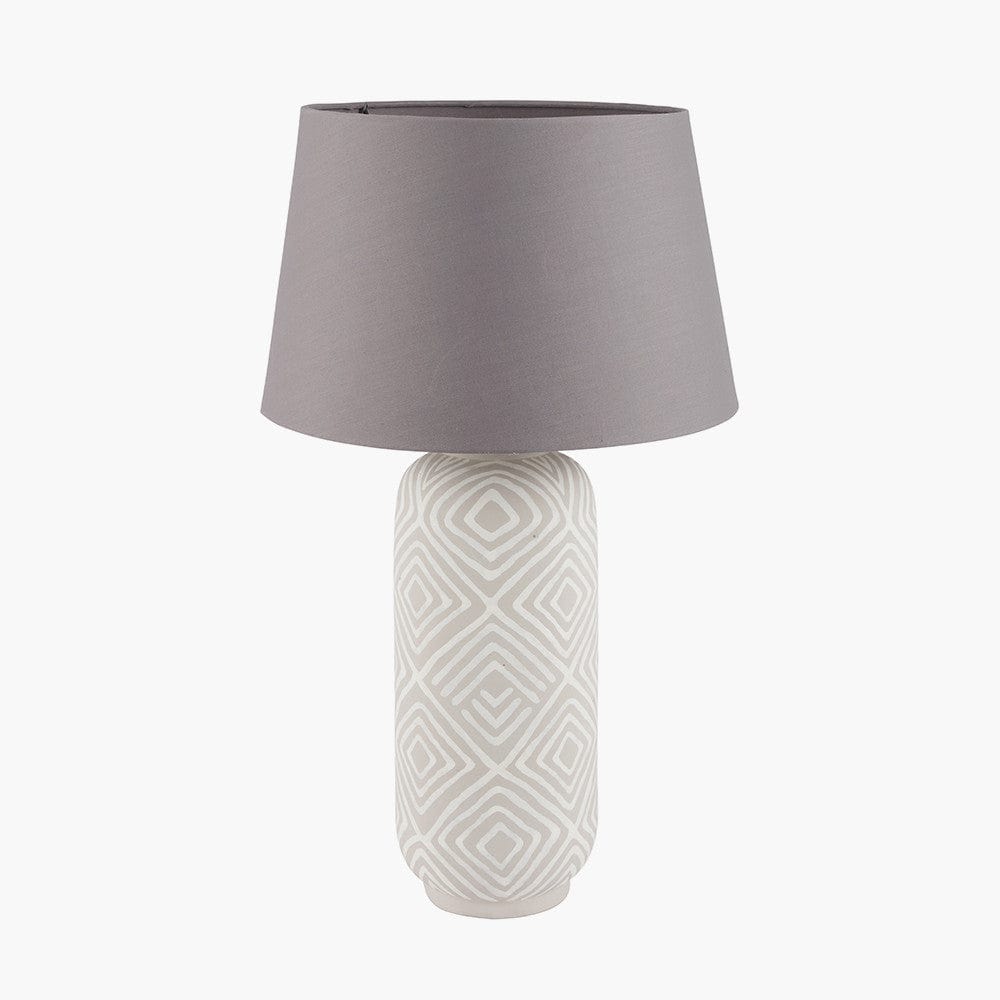 Margot Grey Patterned Stoneware Table Lamp.