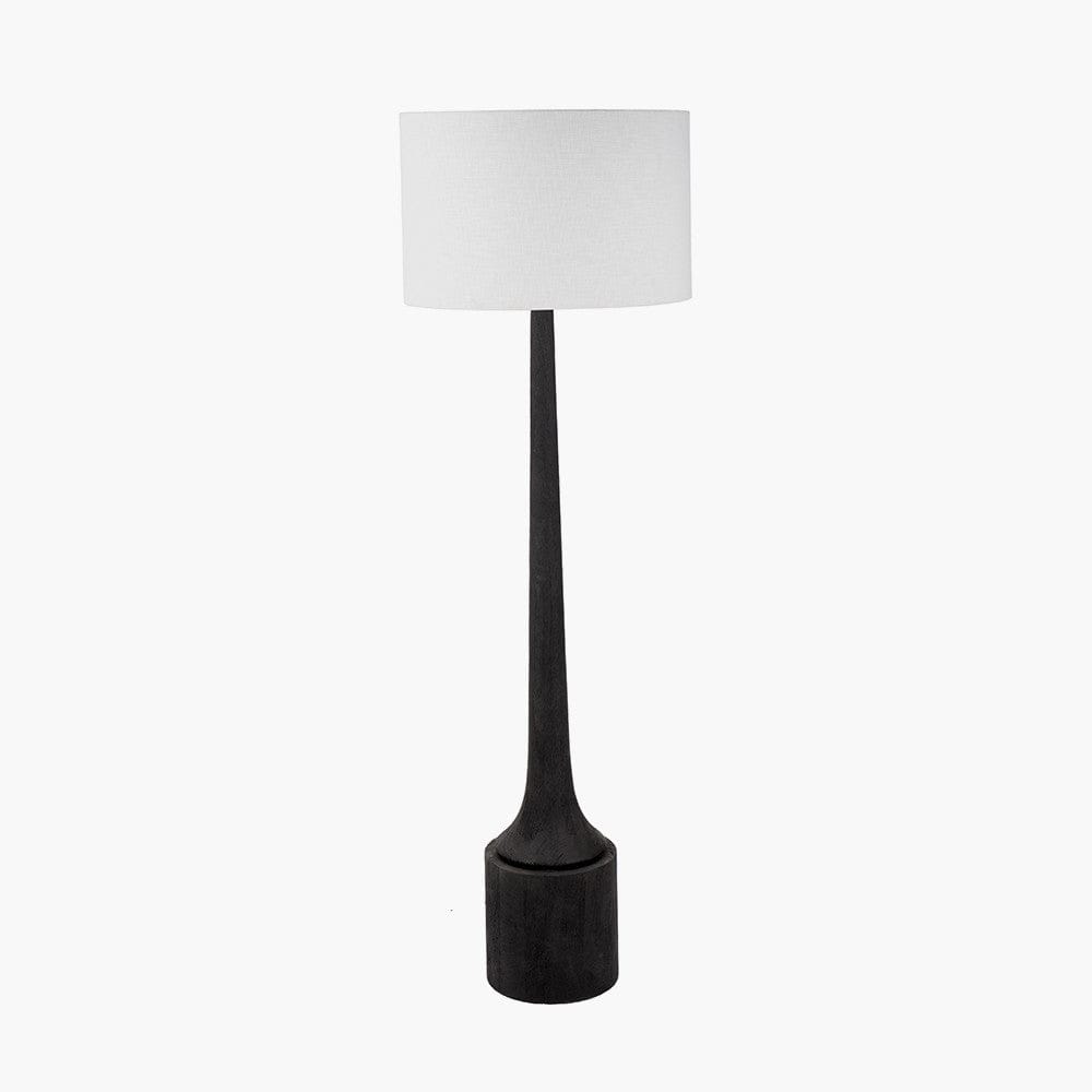 Pacific Lifestyle Lighting Marin Black Wood Tall Neck Floor Lamp Base with Lino 45cm White Self Lined Linen Cylinder Lampshade House of Isabella UK