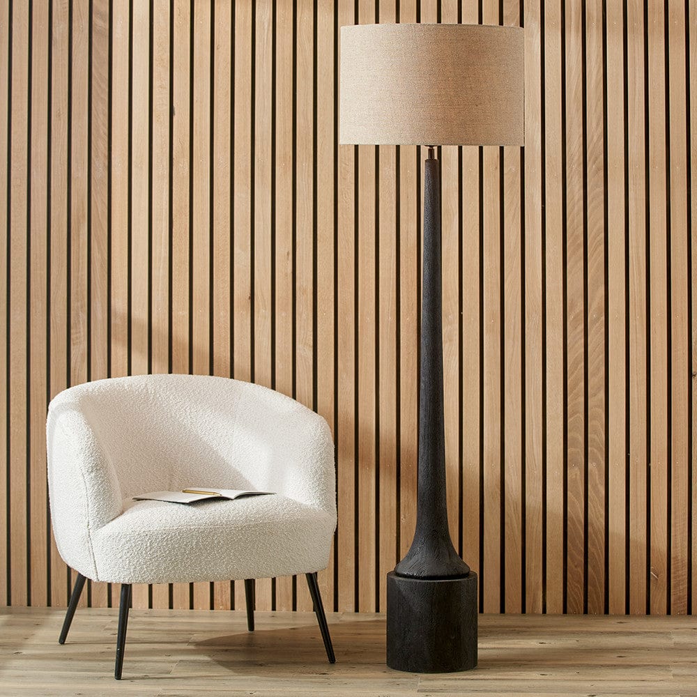 Marin Black Wood Tall Neck Floor Lamp.