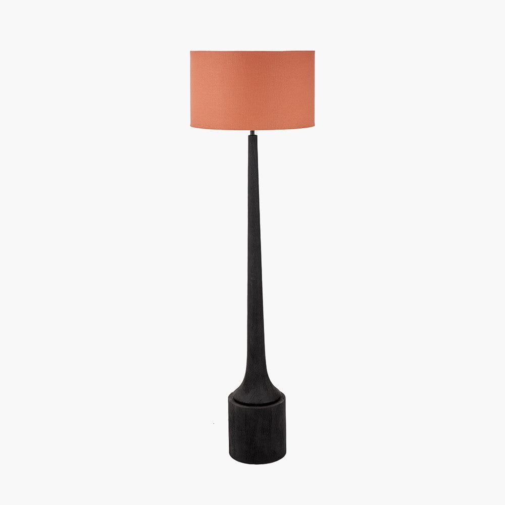 Marin Black Wood Tall Neck Floor Lamp.