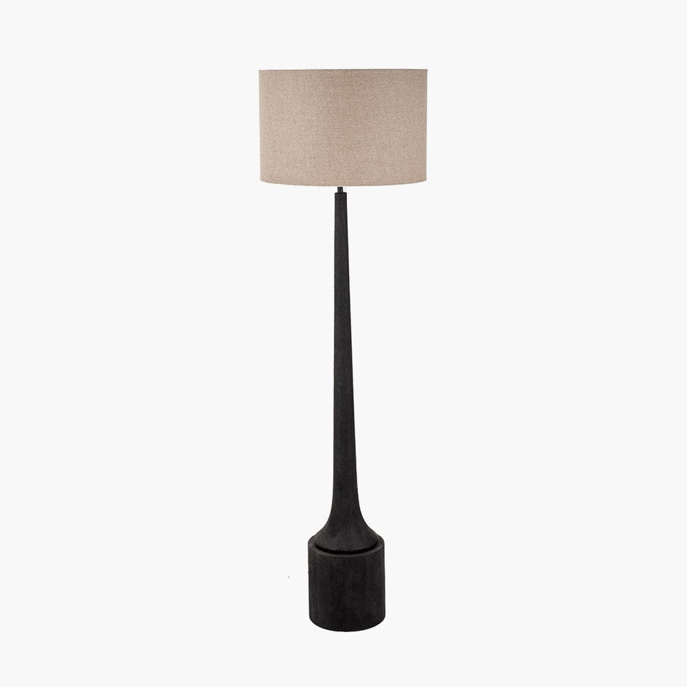 Marin Black Wood Tall Neck Floor Lamp.
