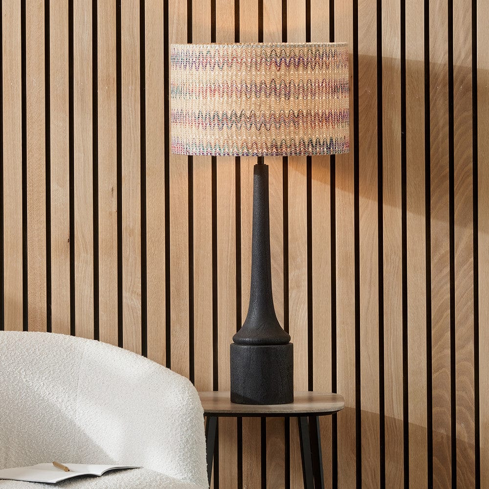 Marin Black Wood Tall Neck Table Lamp Base.