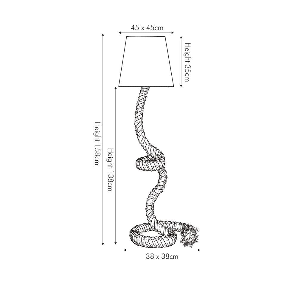 Pacific Lifestyle Lighting Martindale Rope Knot Floor Lamp with Natural Shade House of Isabella UK