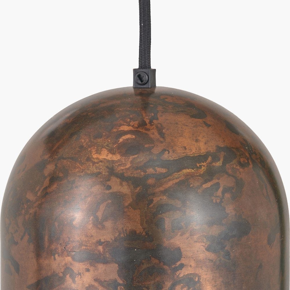 Pacific Lifestyle Lighting Mason Copper Effect Tall Domed Metal Pendant House of Isabella UK