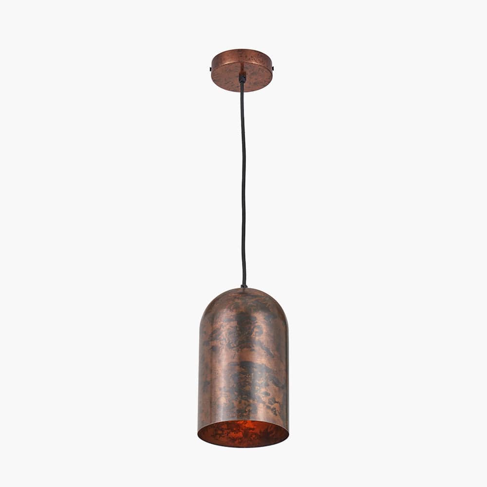 Pacific Lifestyle Lighting Mason Copper Effect Tall Domed Metal Pendant House of Isabella UK