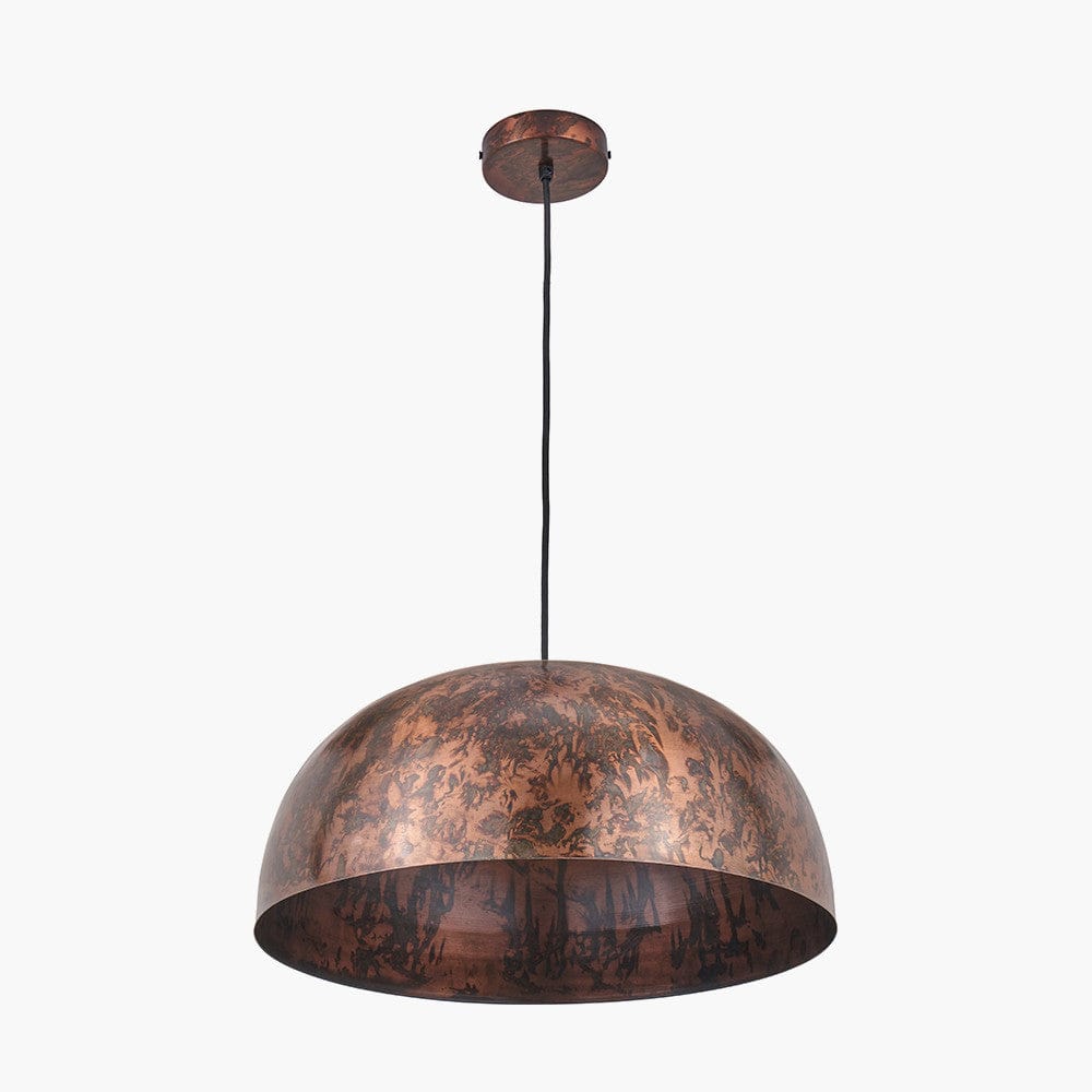 Pacific Lifestyle Lighting Mason Copper Effect Wide Domed Metal Pendant House of Isabella UK