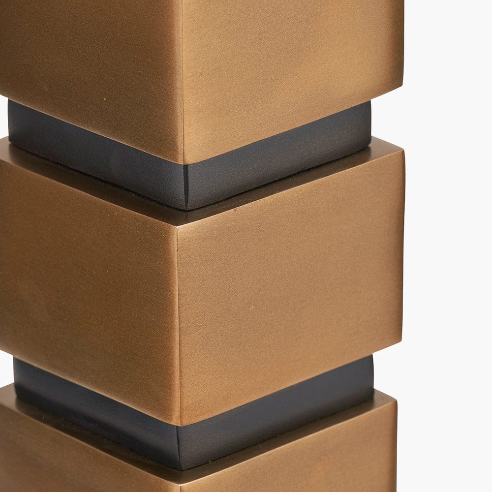 Maximo Antique Brass and Matt Black Cube Design Table Lamp Base.