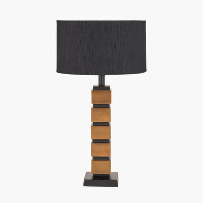 Pacific Lifestyle Lighting Maximo Antique Brass and Matt Black Cube Design Table Lamp Base House of Isabella UK