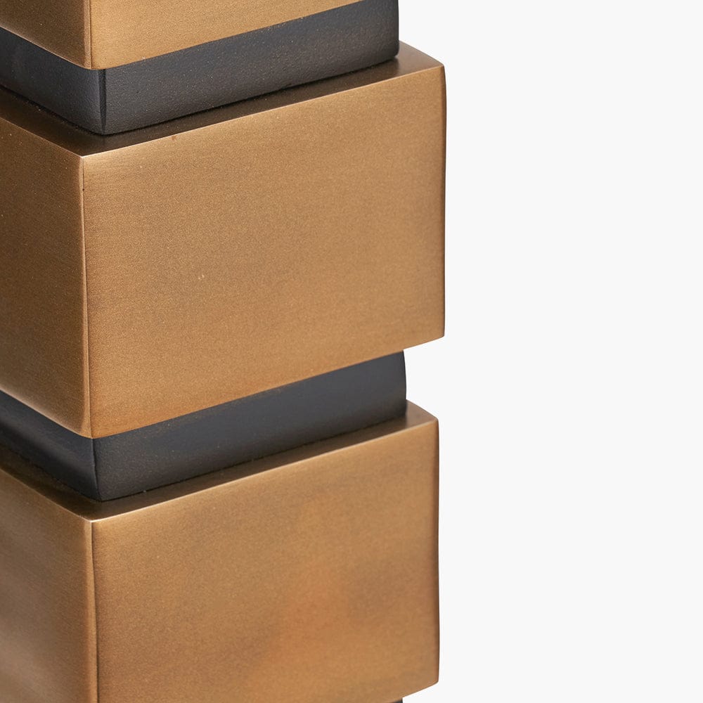 Maximo Antique Brass and Matt Black Cube Design Table Lamp Base.