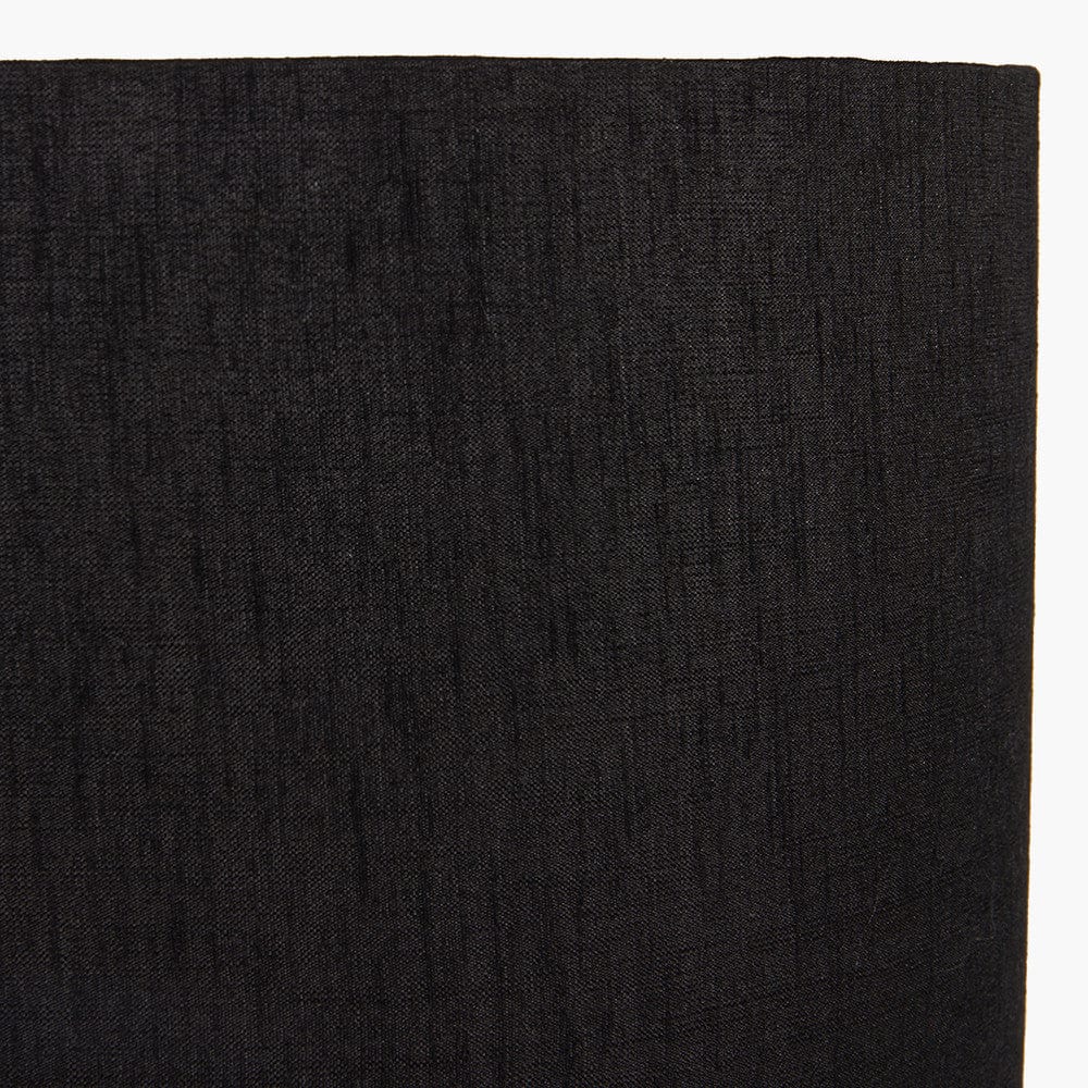 Maximo Antique Brass and Matt Black Cube Design Table Lamp Base with Stellan 35cm Black Slubbed Silk Mix Gold Lined Cylinder Lampshade.