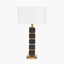 Maximo Matt Black and Antique Brass Cube Design Table Lamp Base with Harry 35cm Ivory Cotton Mix Cylinder Lampshade.