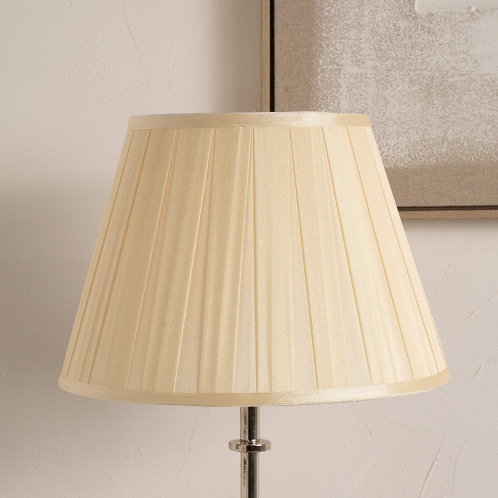Maya 30cm Almond Silk Box Pleat Tapered Lampshade.