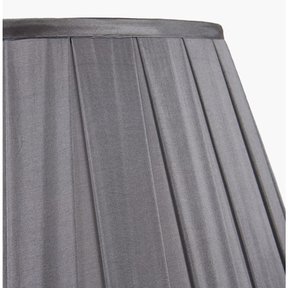 Maya 30cm Steel Grey Silk Box Pleat Tapered Lampshade.