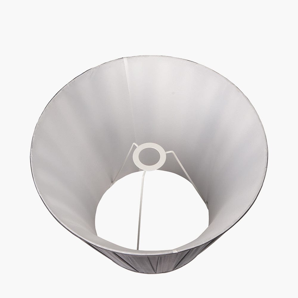 Maya 40cm Steel Grey Silk Box Pleat Tapered Lampshade.