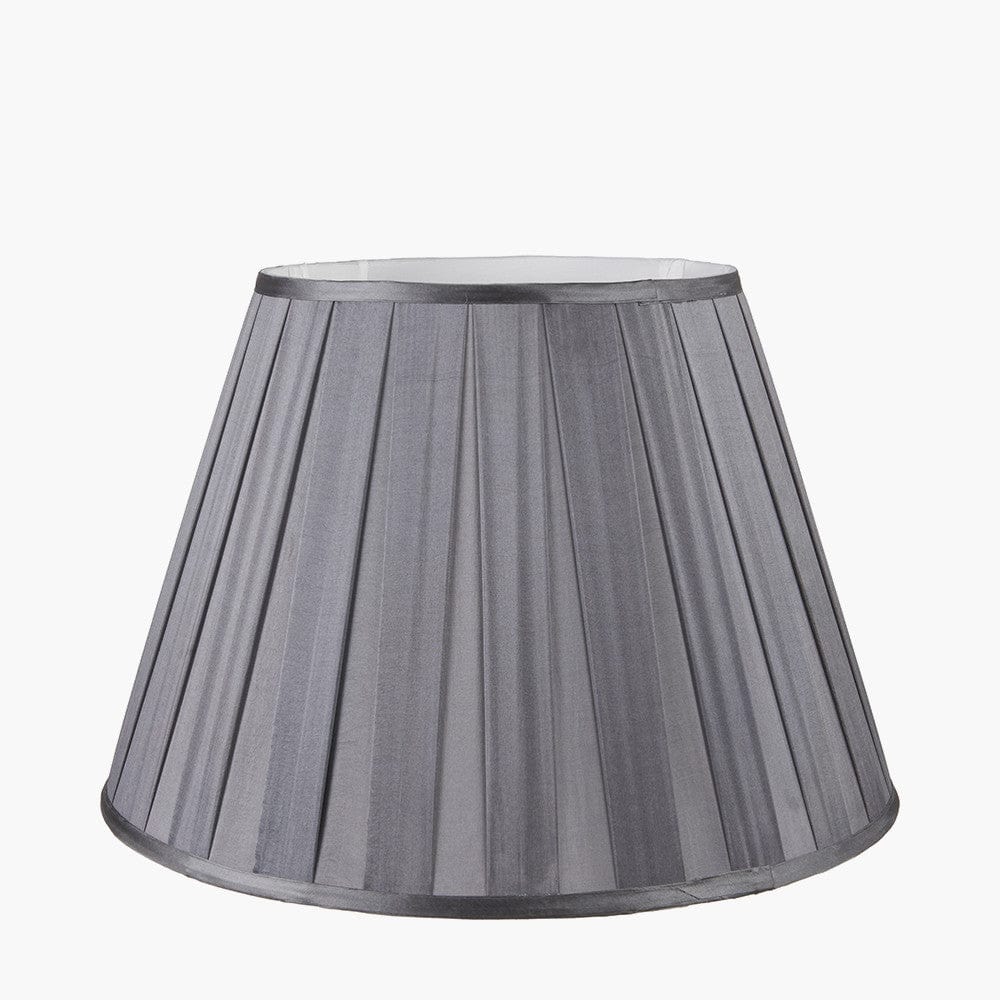 Pacific Lifestyle Lighting Maya 45cm Steel Grey Silk Box Pleat Tapered Lampshade House of Isabella UK