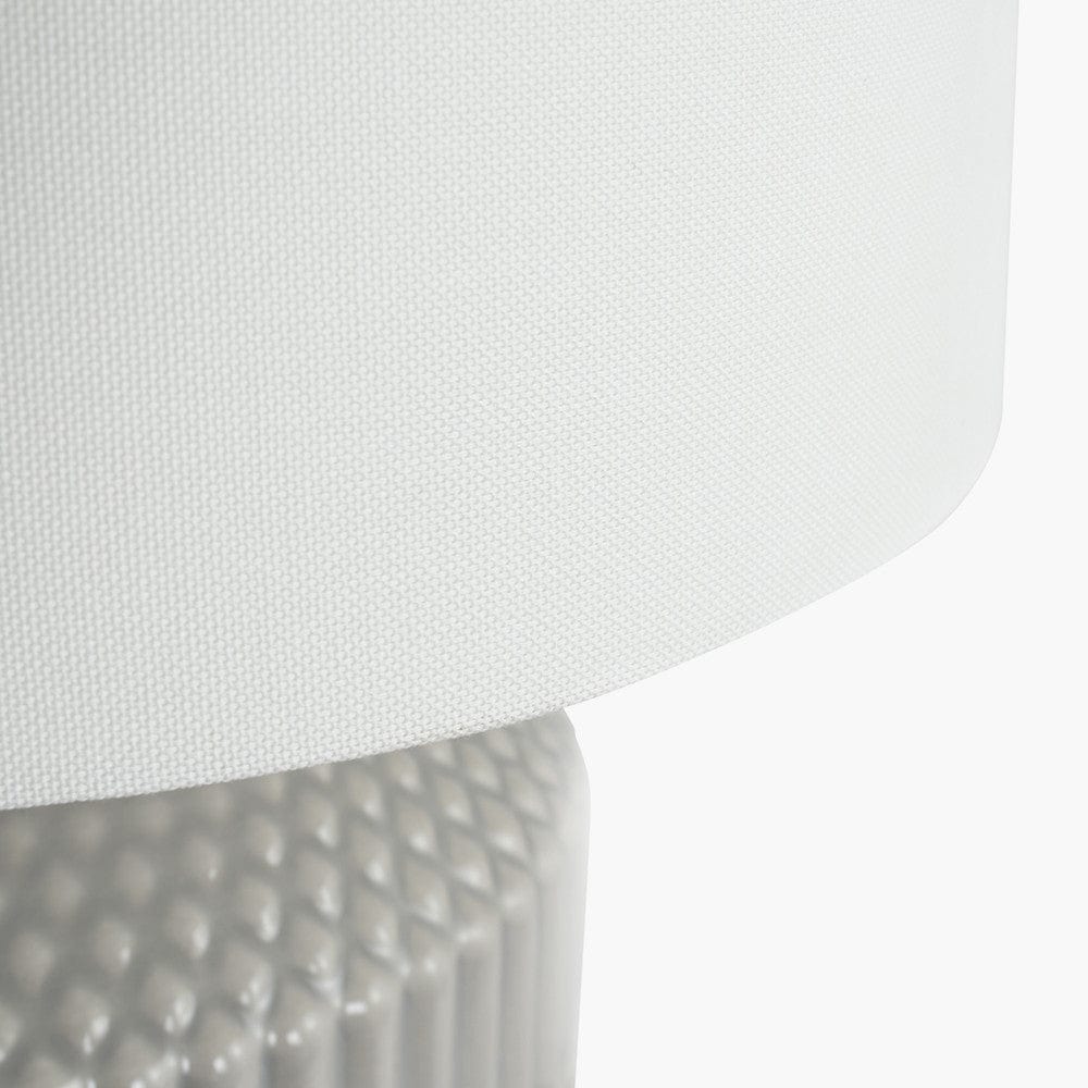 Meribel Grey Geo Textured Ceramic Table Lamp.