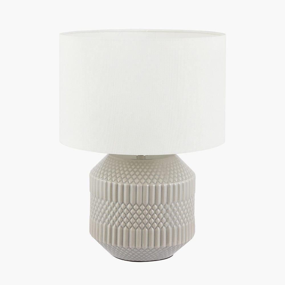 Meribel Grey Geo Textured Ceramic Table Lamp.