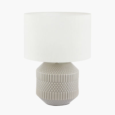 Pacific Lifestyle Lighting Meribel Grey Geo Textured Ceramic Table Lamp House of Isabella UK