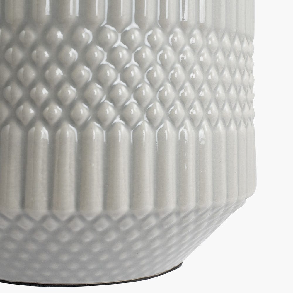 Meribel Grey Geo Textured Ceramic Table Lamp.