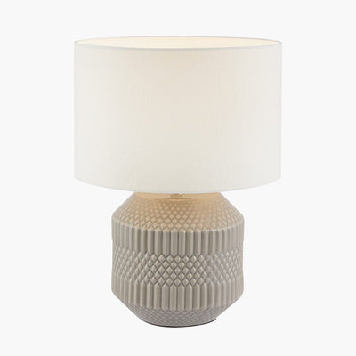 Pacific Lifestyle Lighting Meribel Grey Geo Textured Ceramic Table Lamp House of Isabella UK