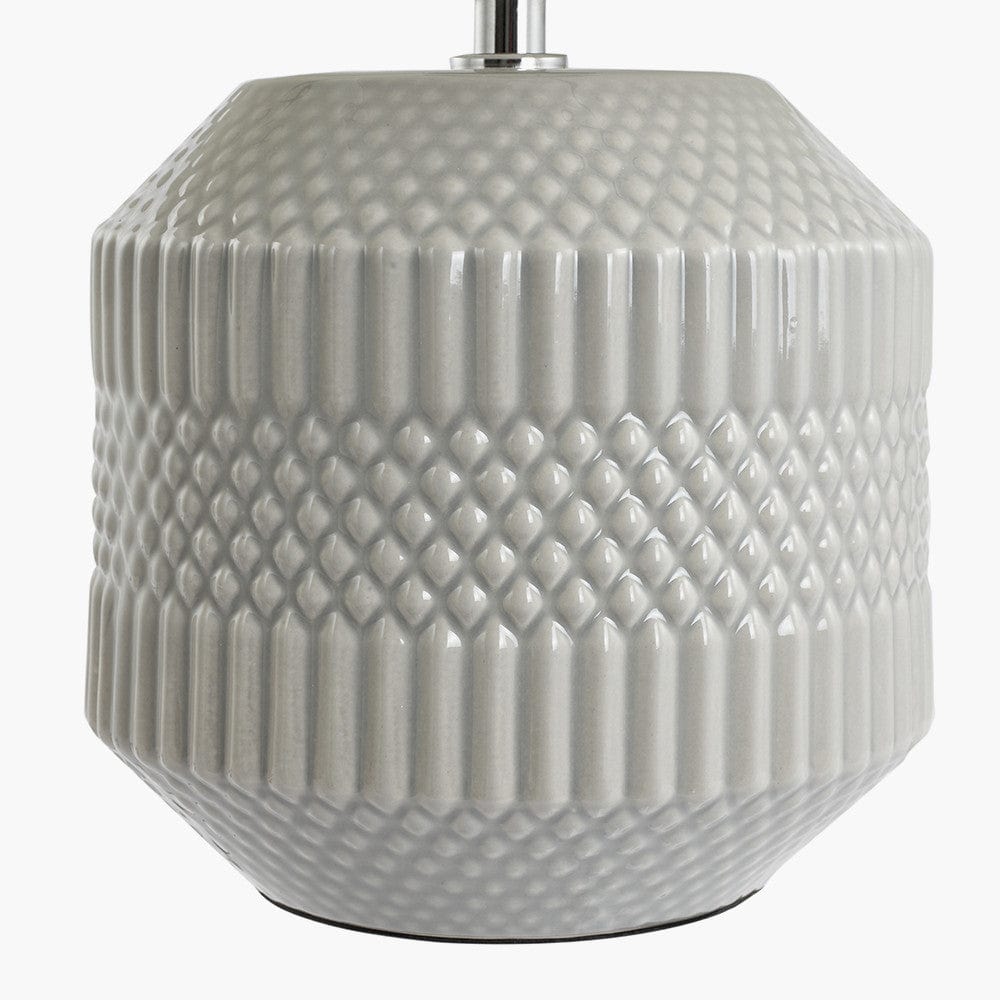Meribel Grey Geo Textured Ceramic Table Lamp.