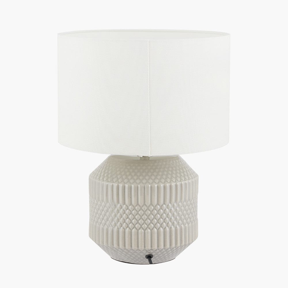 Meribel Grey Geo Textured Ceramic Table Lamp.