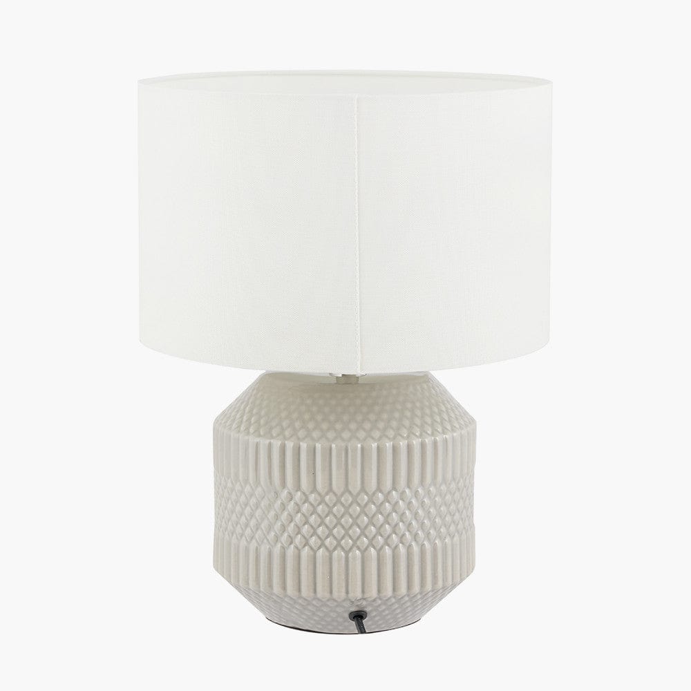 Pacific Lifestyle Lighting Meribel Grey Geo Textured Ceramic Table Lamp House of Isabella UK