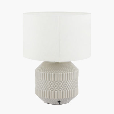 Pacific Lifestyle Lighting Meribel Grey Geo Textured Ceramic Table Lamp House of Isabella UK