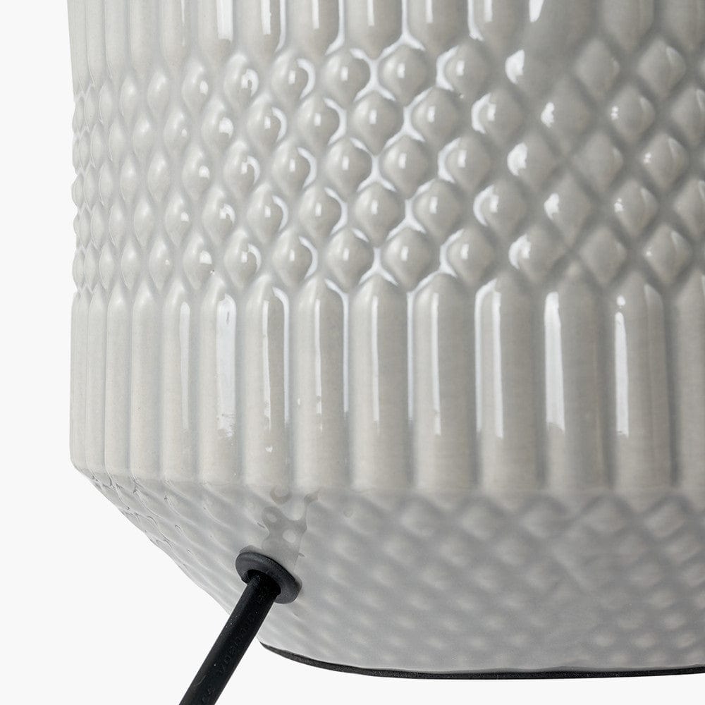 Meribel Grey Geo Textured Ceramic Table Lamp.