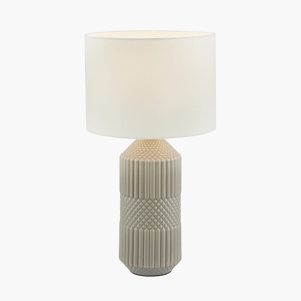 Meribel Grey Geo Textured Tall Ceramic Table Lamp.
