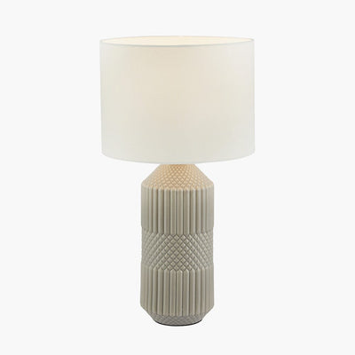 Pacific Lifestyle Lighting Meribel Grey Geo Textured Tall Ceramic Table Lamp House of Isabella UK