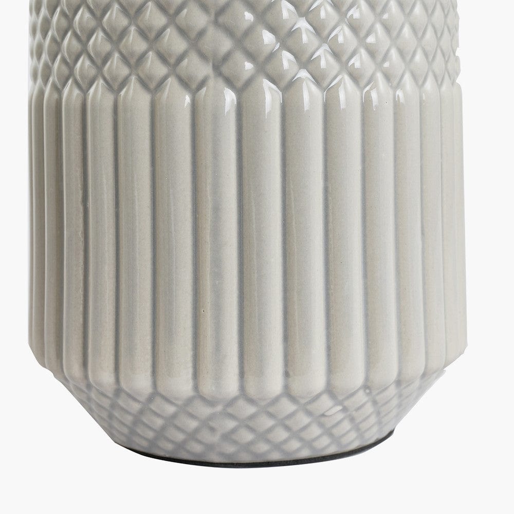 Meribel Grey Geo Textured Tall Ceramic Table Lamp.