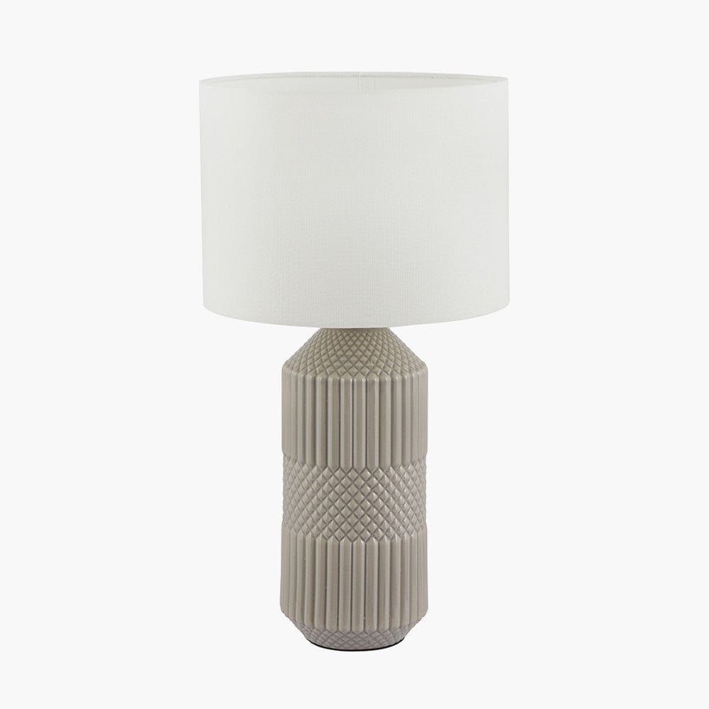 Meribel Grey Geo Textured Tall Ceramic Table Lamp.