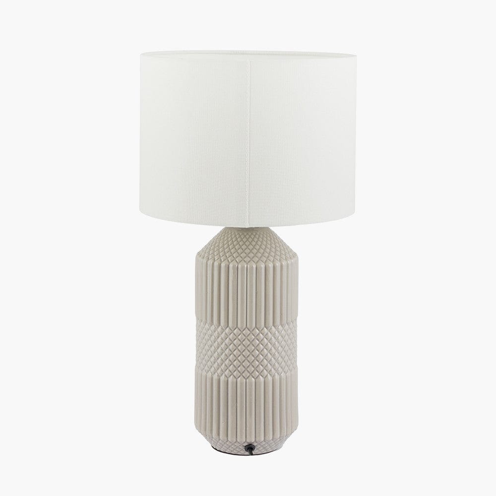 Meribel Grey Geo Textured Tall Ceramic Table Lamp.