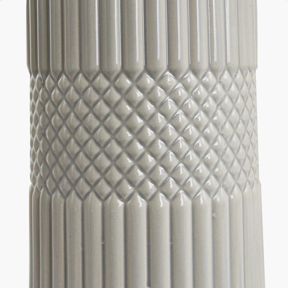 Meribel Grey Geo Textured Tall Ceramic Table Lamp.