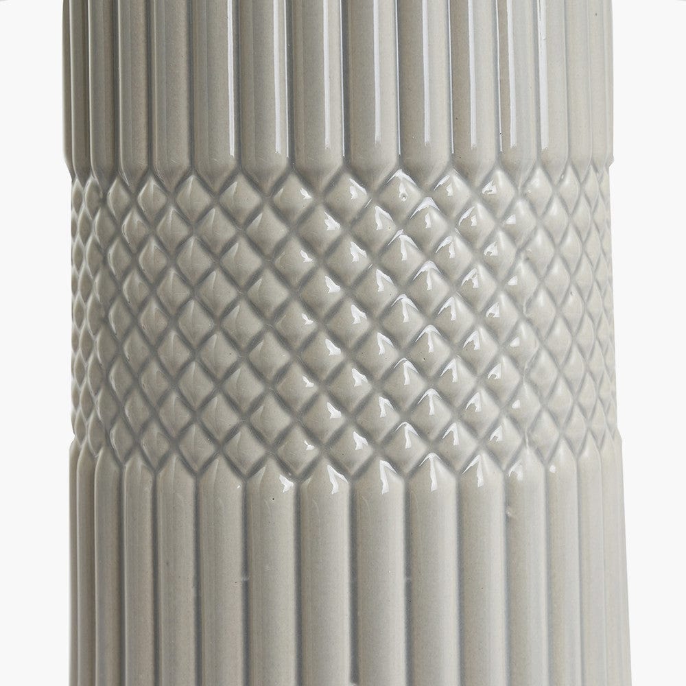 Pacific Lifestyle Lighting Meribel Grey Geo Textured Tall Ceramic Table Lamp House of Isabella UK