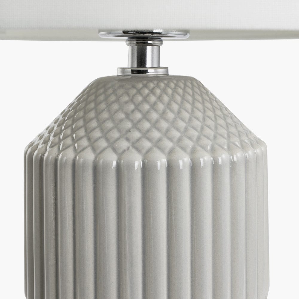 Meribel Grey Geo Textured Tall Ceramic Table Lamp.